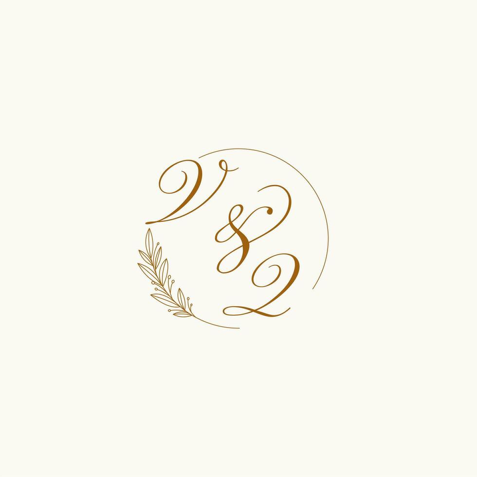 Initialen vq Hochzeit Monogramm Logo mit Blätter und elegant kreisförmig Linien vektor