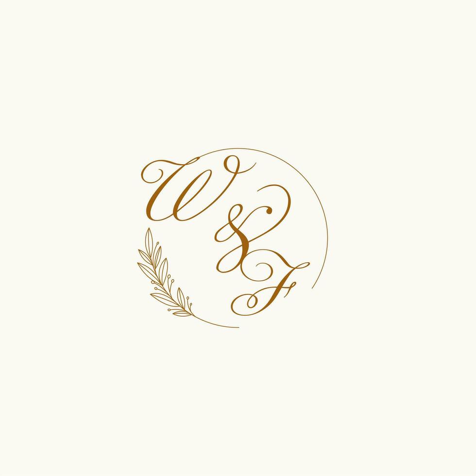 Initialen wf Hochzeit Monogramm Logo mit Blätter und elegant kreisförmig Linien vektor