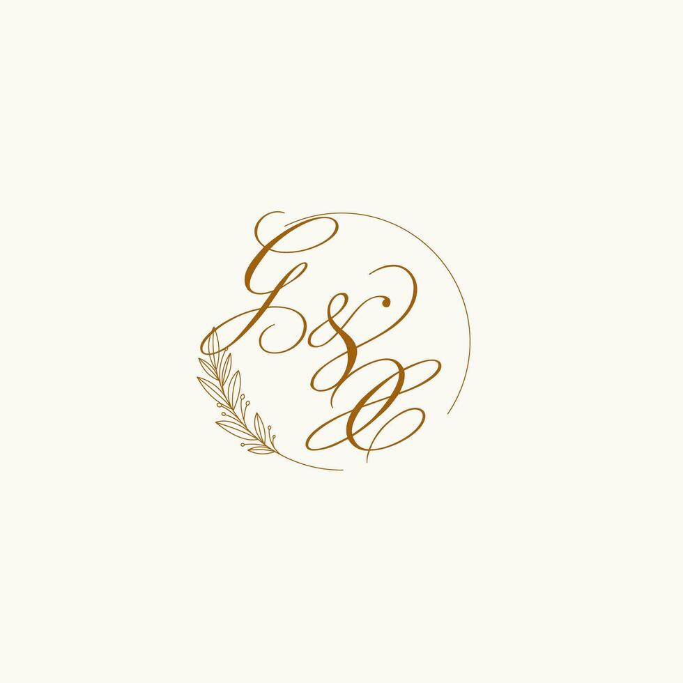 initialer gx bröllop monogram logotyp med löv och elegant cirkulär rader vektor