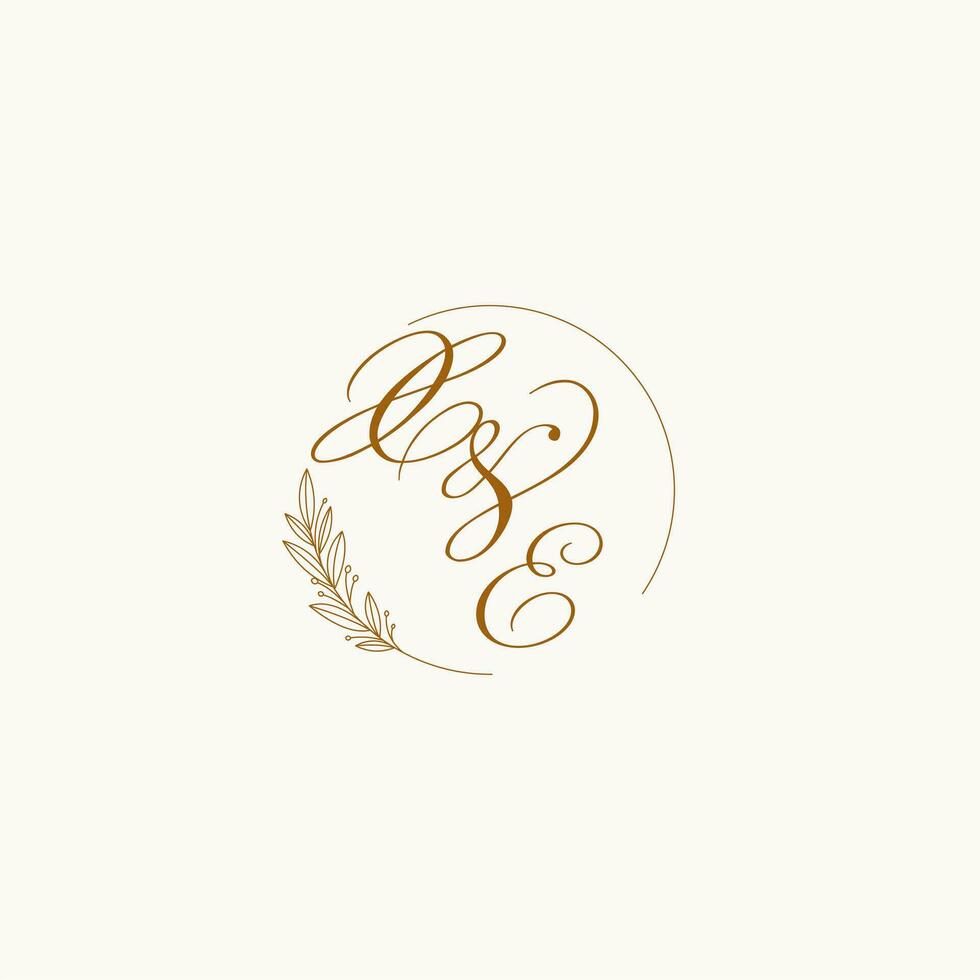 Initialen xe Hochzeit Monogramm Logo mit Blätter und elegant kreisförmig Linien vektor