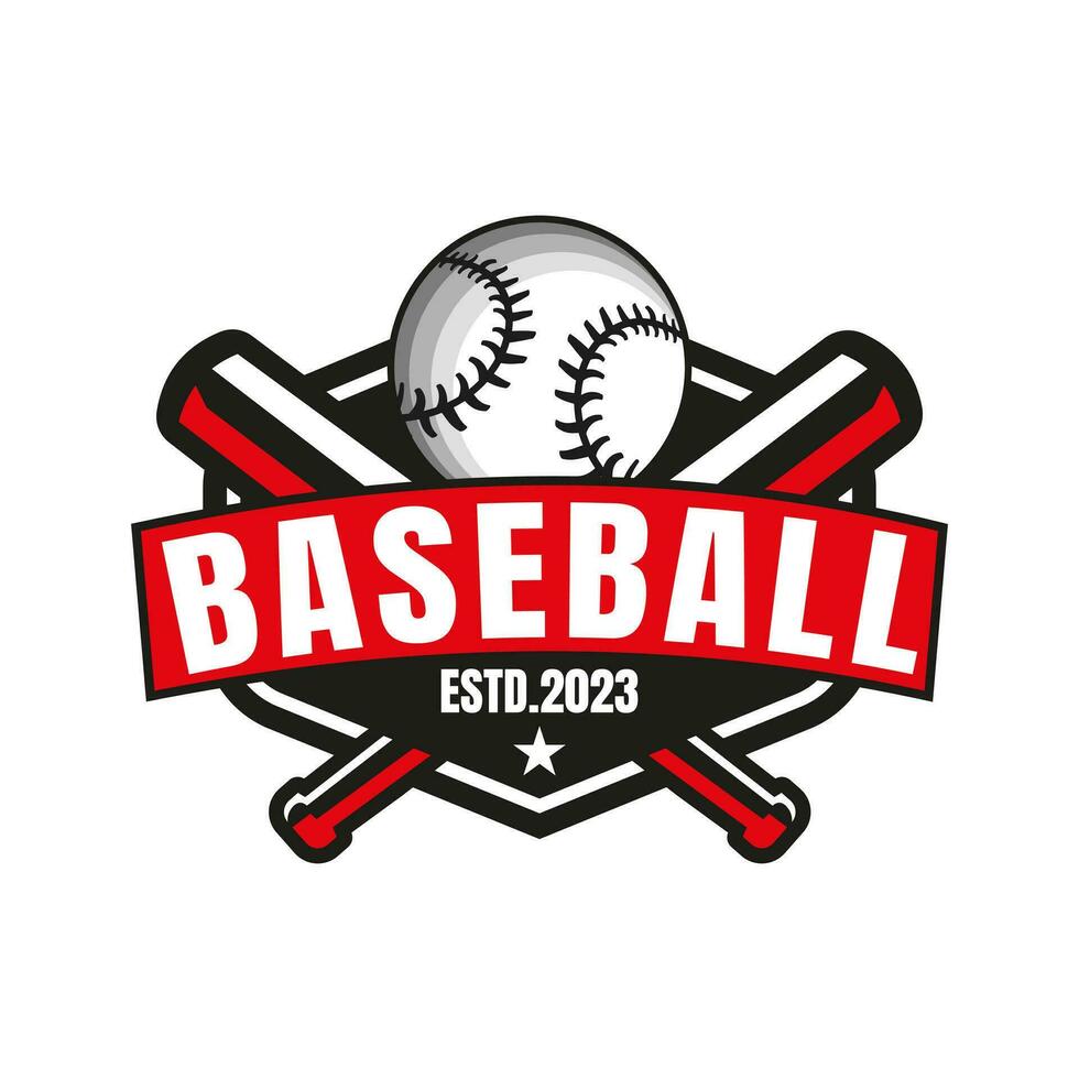 amerikan sporter baseboll klubb logotyp inspiration, baseboll klubb. med pinne, basketboll klubb emblem turnering, symbol, ikon, team identitet. vektor