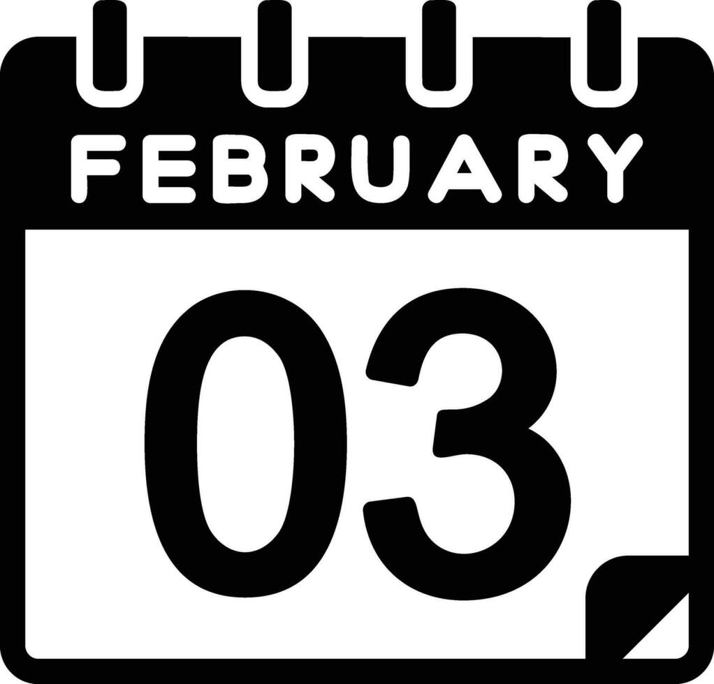 3 Februar Glyphe Symbol vektor