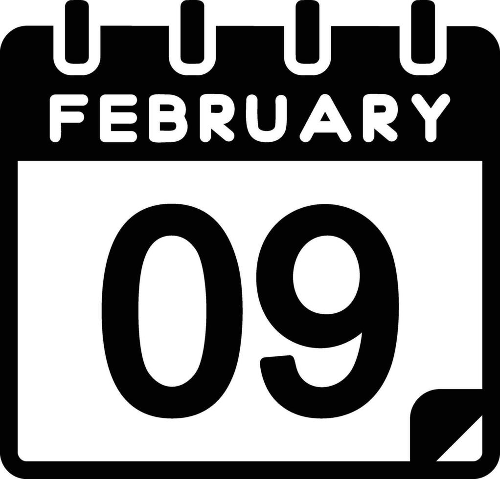 9 februari glyf ikon vektor