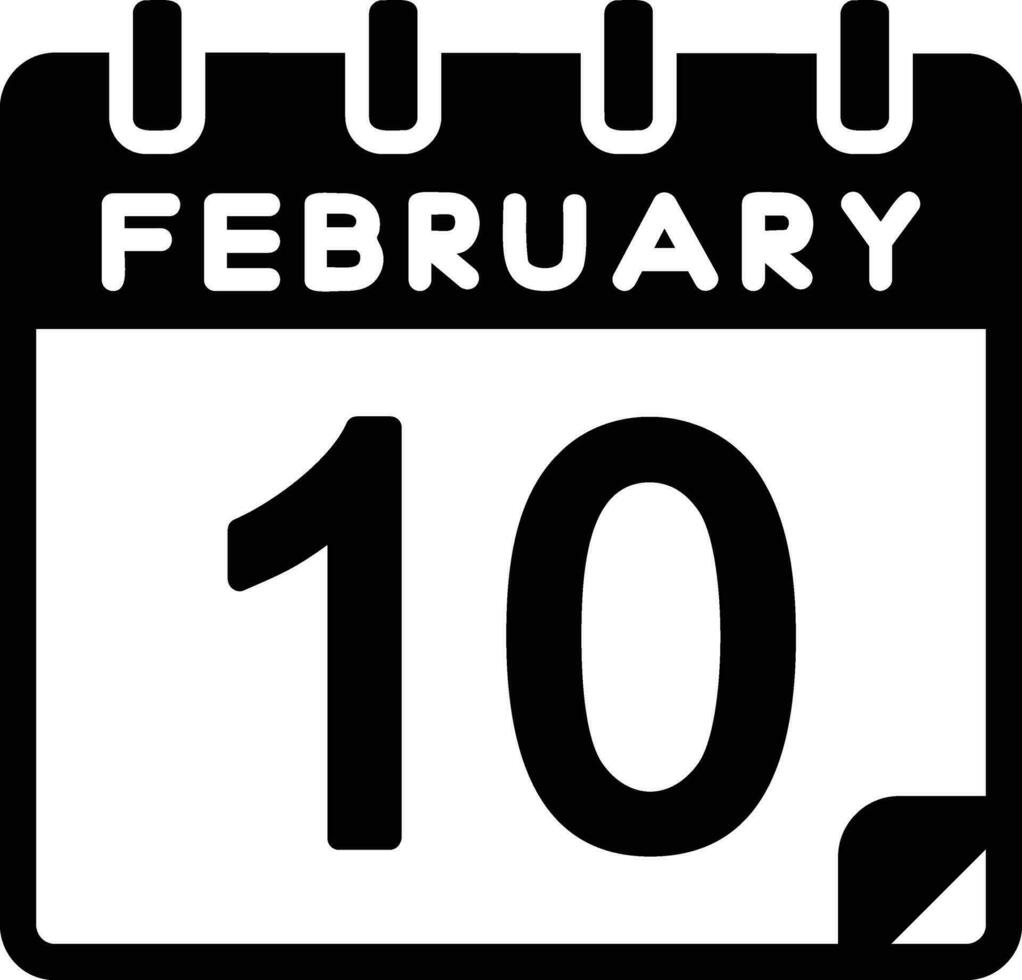 10 februari glyf ikon vektor