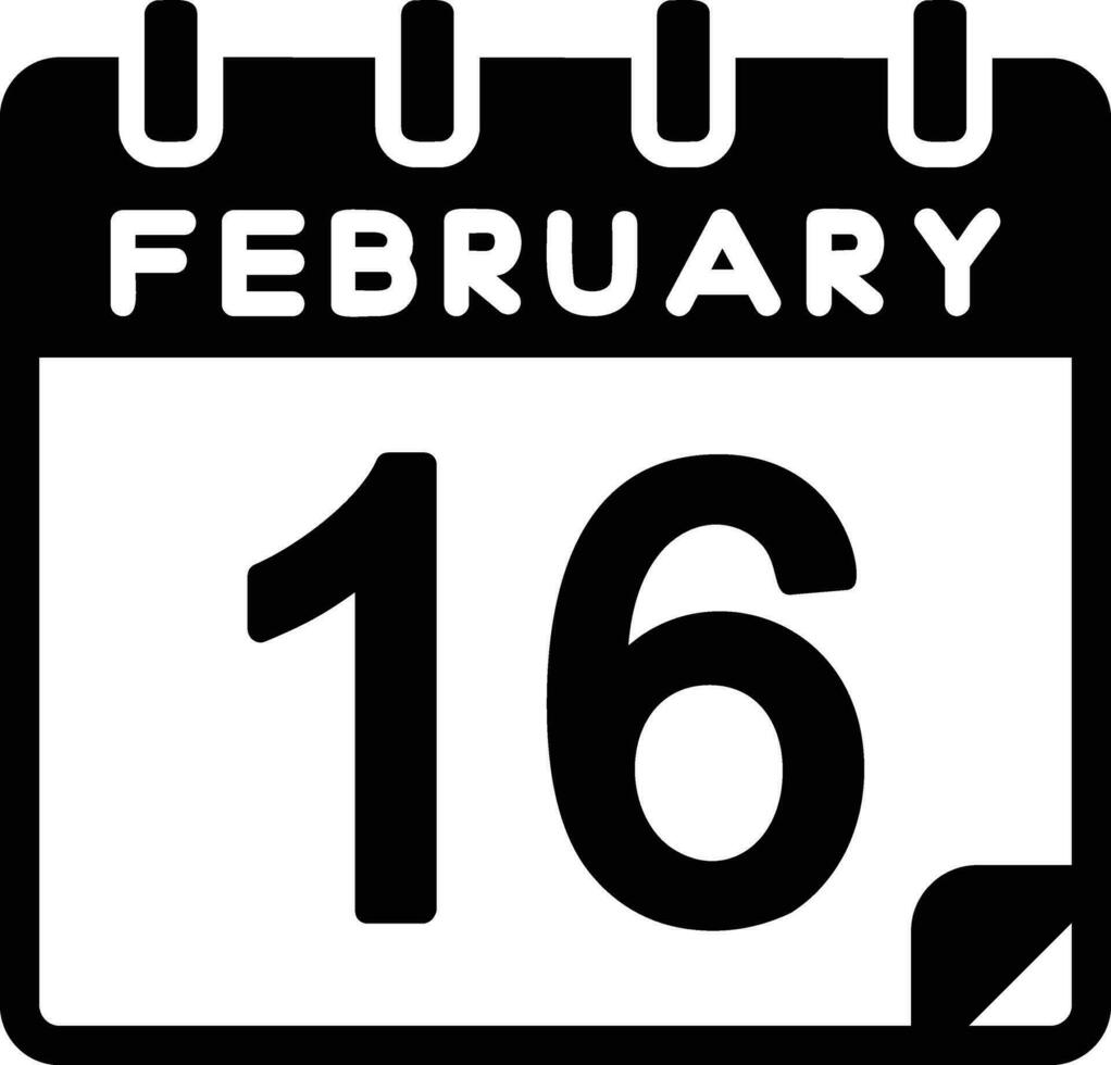 16 Februar Glyphe Symbol vektor