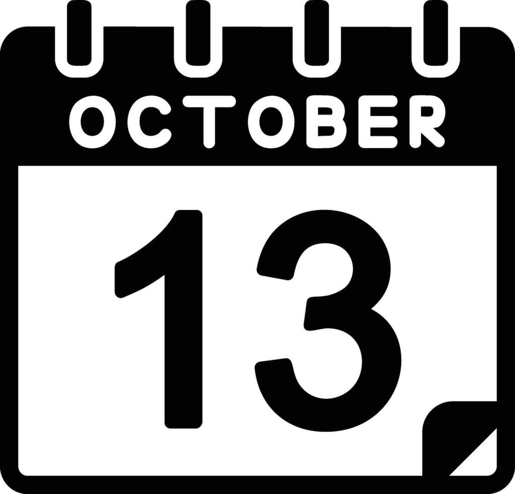 13 oktober glyf ikon vektor