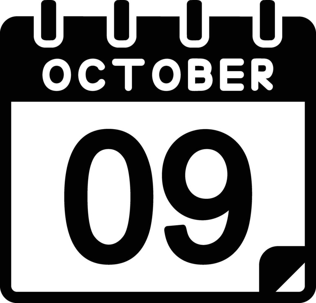 9 Oktober Glyphe Symbol vektor