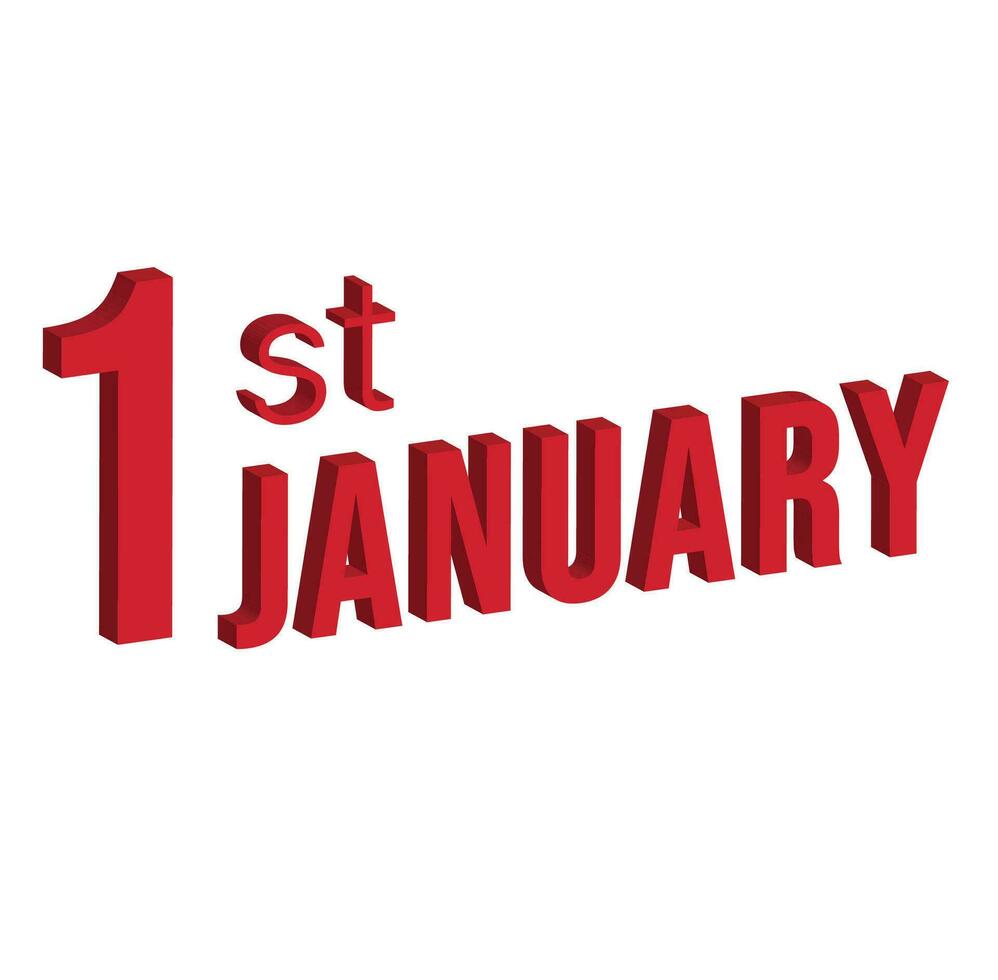 1:a januari ,1:a av de januari dagligen kalender tid och datum schema symbol. modern design, 3d tolkning. vit bakgrund. först av de månad vektor