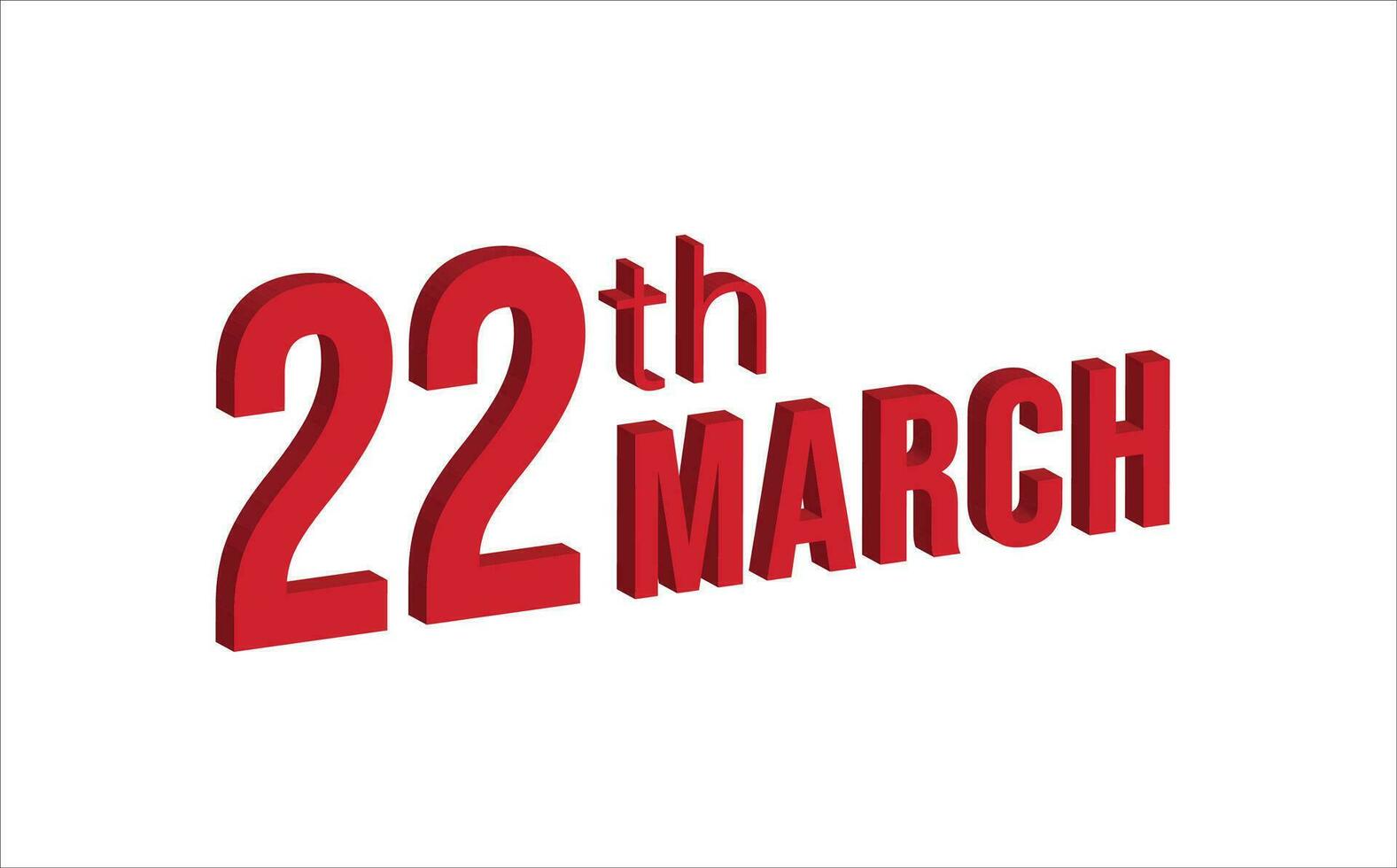 22 Mars , dagligen kalender tid och datum schema symbol. modern design, 3d tolkning. vit bakgrund. vektor