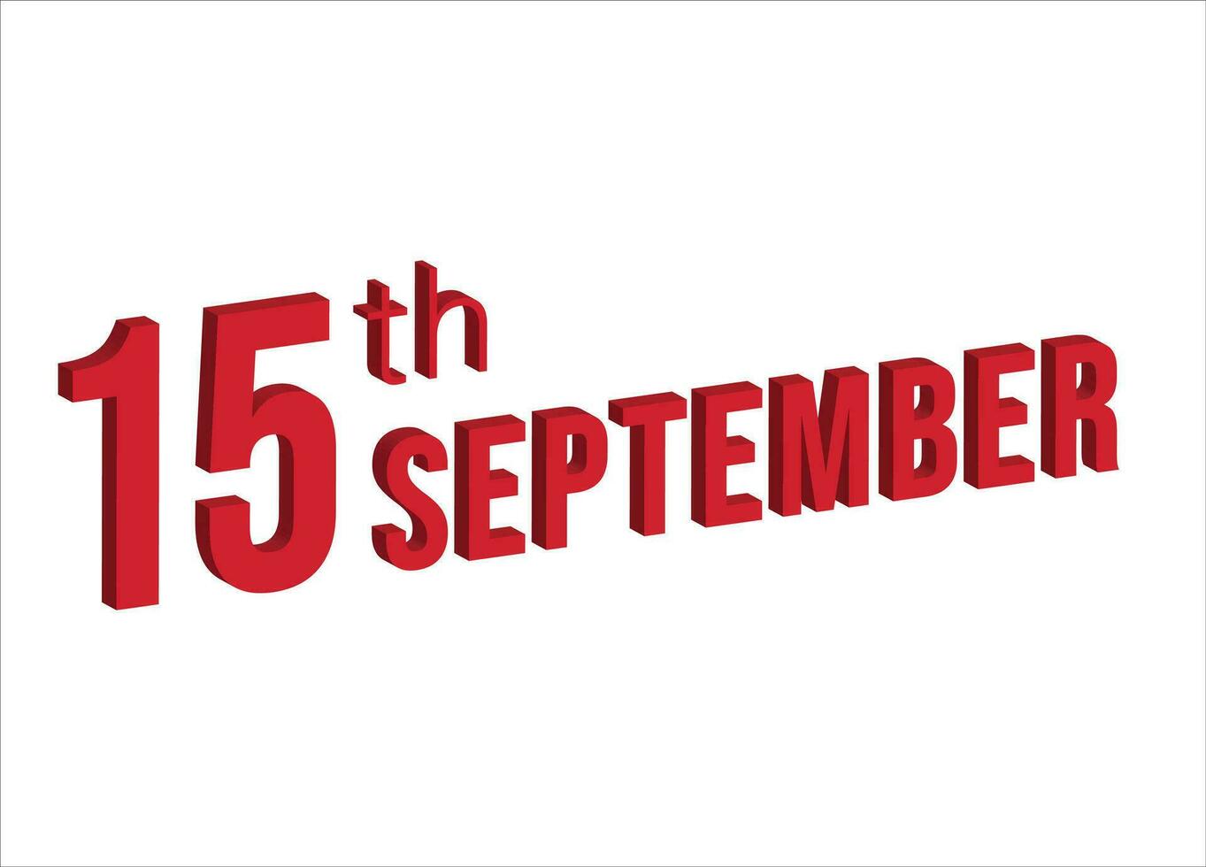 15:e september , dagligen kalender tid och datum schema symbol. modern design, 3d tolkning. vit bakgrund. vektor