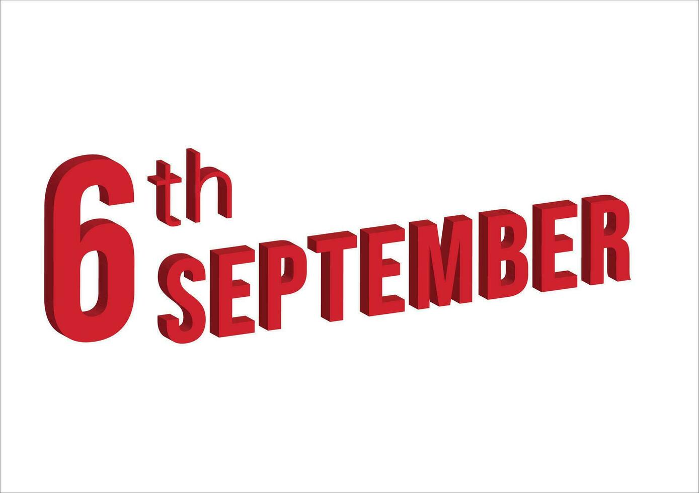 6 .. September , Täglich Kalender Zeit und Datum Zeitplan Symbol. modern Design, 3d Wiedergabe. Weiß Hintergrund. vektor