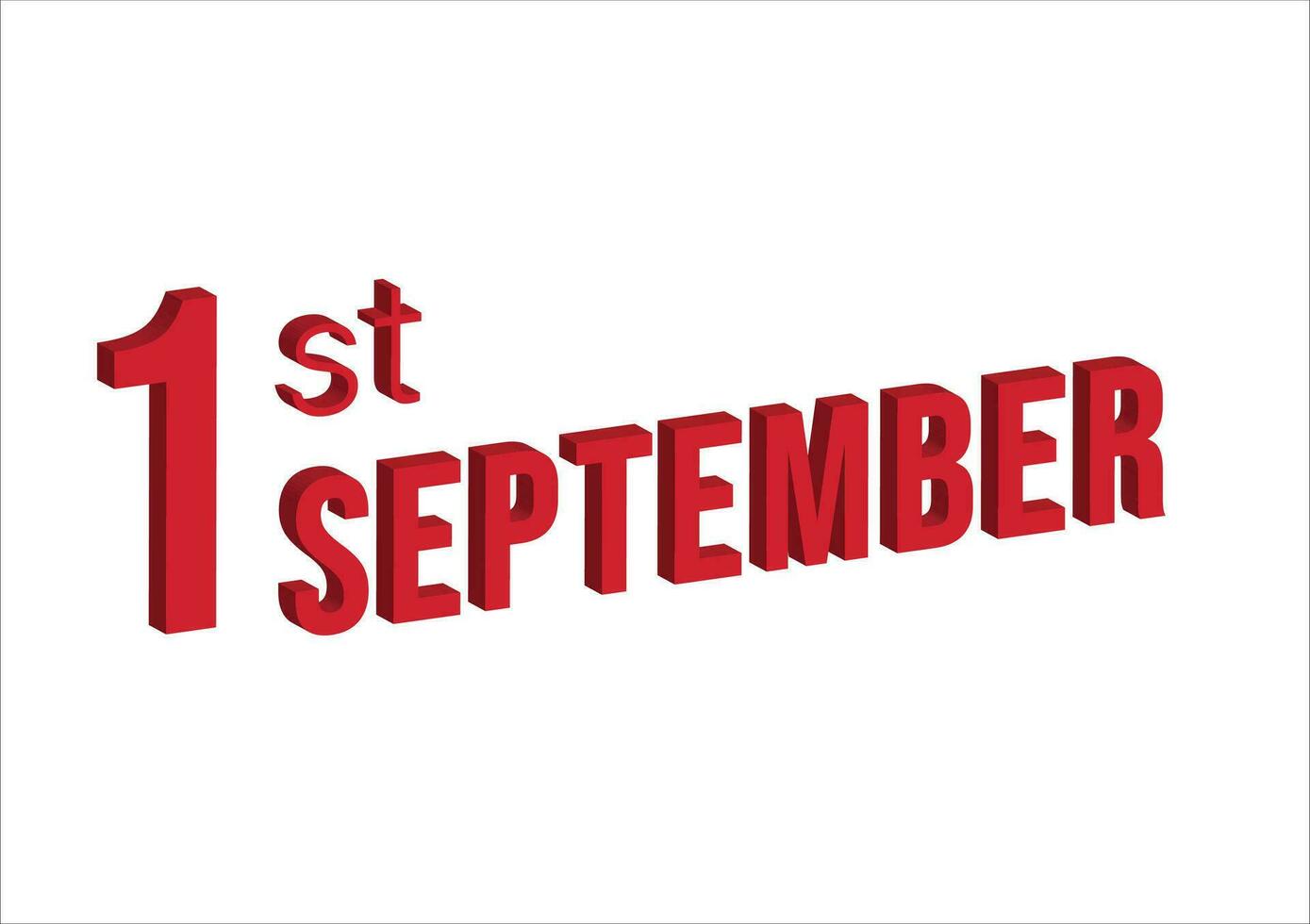 1:a september ,1:a av de september, dagligen kalender tid och datum schema symbol. modern design, 3d tolkning. vit bakgrund. först av de månad vektor