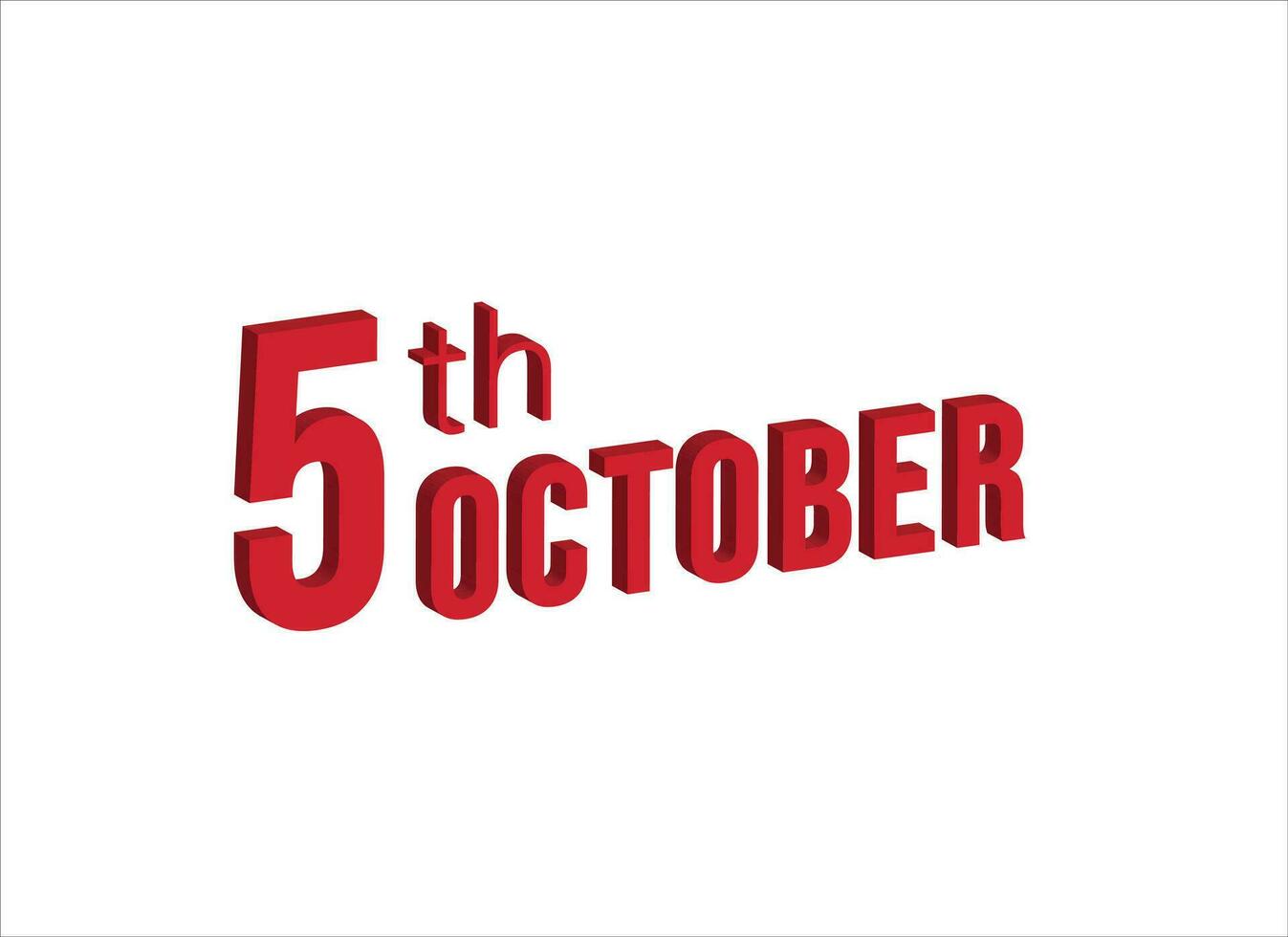5 .. Oktober , Täglich Kalender Zeit und Datum Zeitplan Symbol. modern Design, 3d Wiedergabe. Weiß Hintergrund. vektor