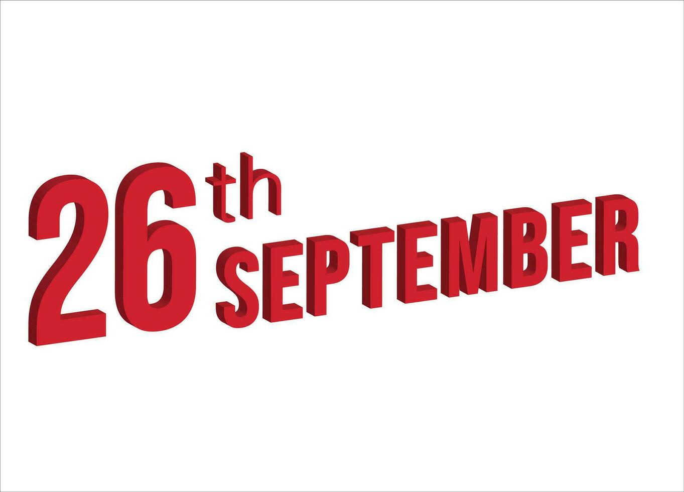 26: e september , dagligen kalender tid och datum schema symbol. modern design, 3d tolkning. vit bakgrund. vektor