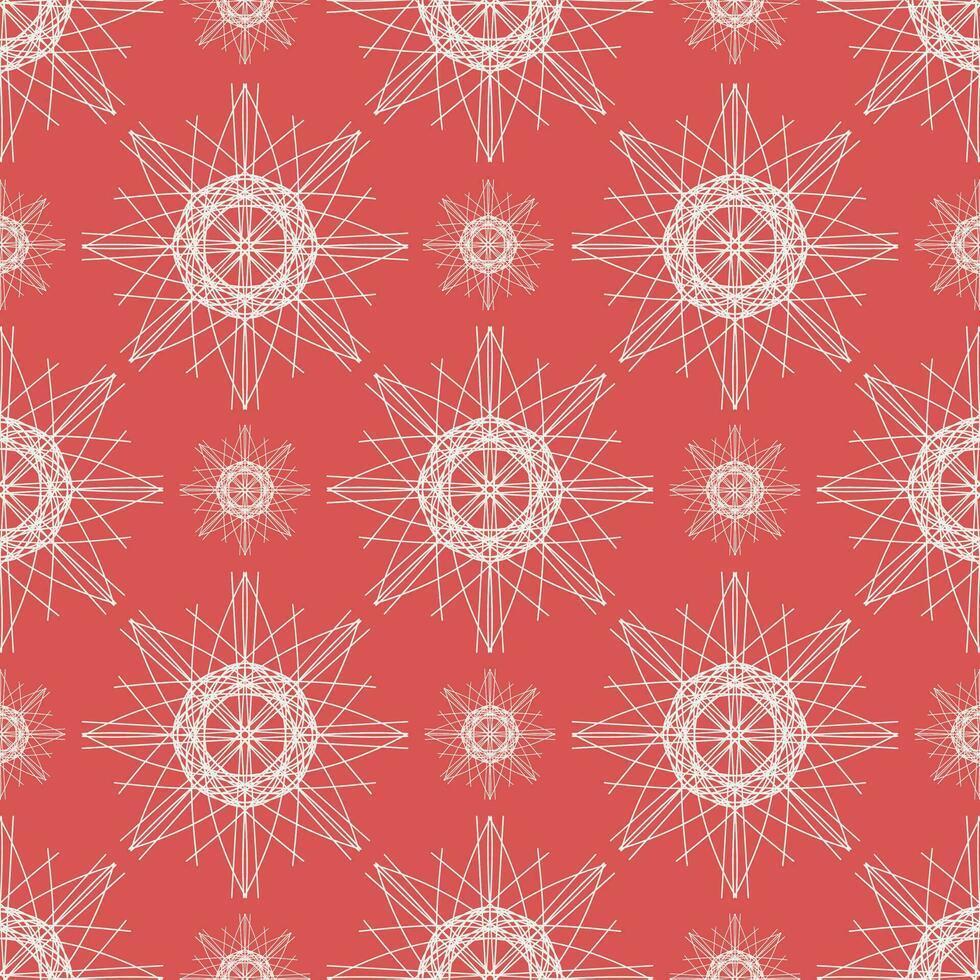 vektor sömlös årgång mönster av abstrakt vit lacy blommor på ljus röd bakgrund