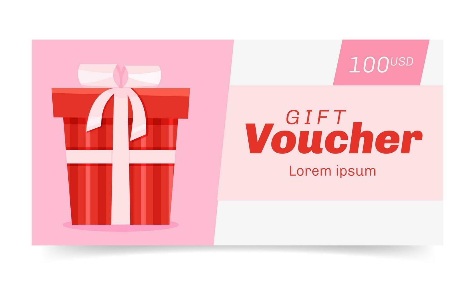 gåva voucher horisontell mall. rosa kupong certifikat med lösa in gåva, vinna närvarande vektor