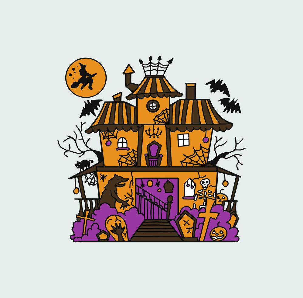 Illustration Vektor Grafik Halloween Haus Illustration