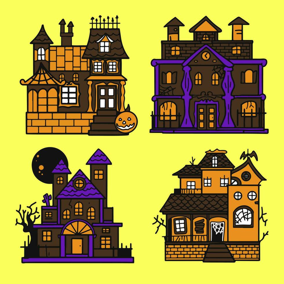 Illustration Vektor Grafik Halloween Haus einstellen Illustration