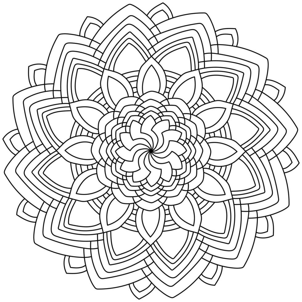Gliederung Mandala mit groß Blütenblätter von verschiedene Formen, Färbung Seite zum Design und Kreativität vektor