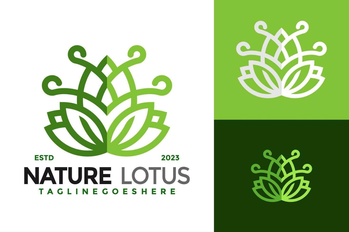 lotus natur blad logotyp design vektor symbol ikon illustration