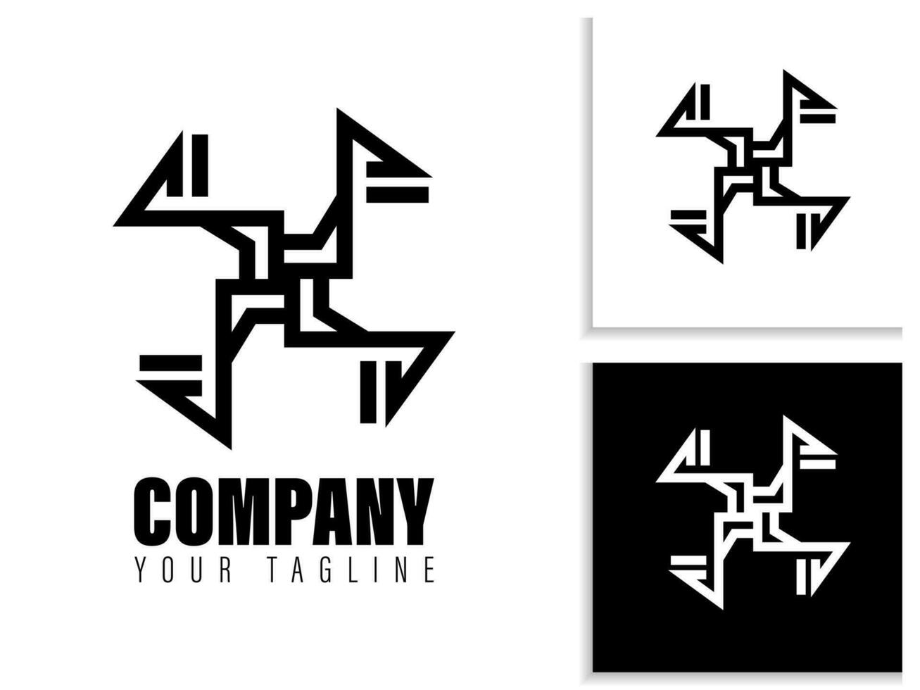 enkel geometrisk logotyp design i svart och vit vektor