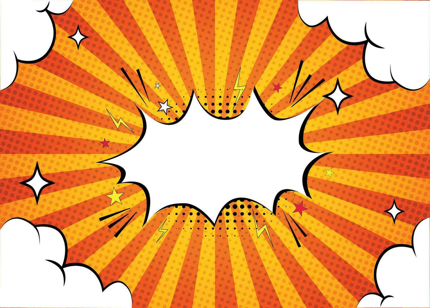 Comic Hintergrund. Vektor, Pop Kunst Stil. Pop Kunst Comic Hintergrund mit Wolke und Stern. Karikatur Vektor Illustration