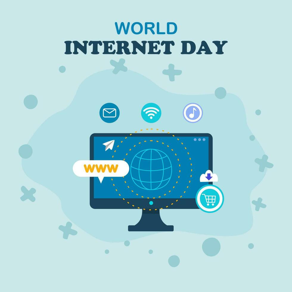 platt illustration för internationell internet dag firande vektor