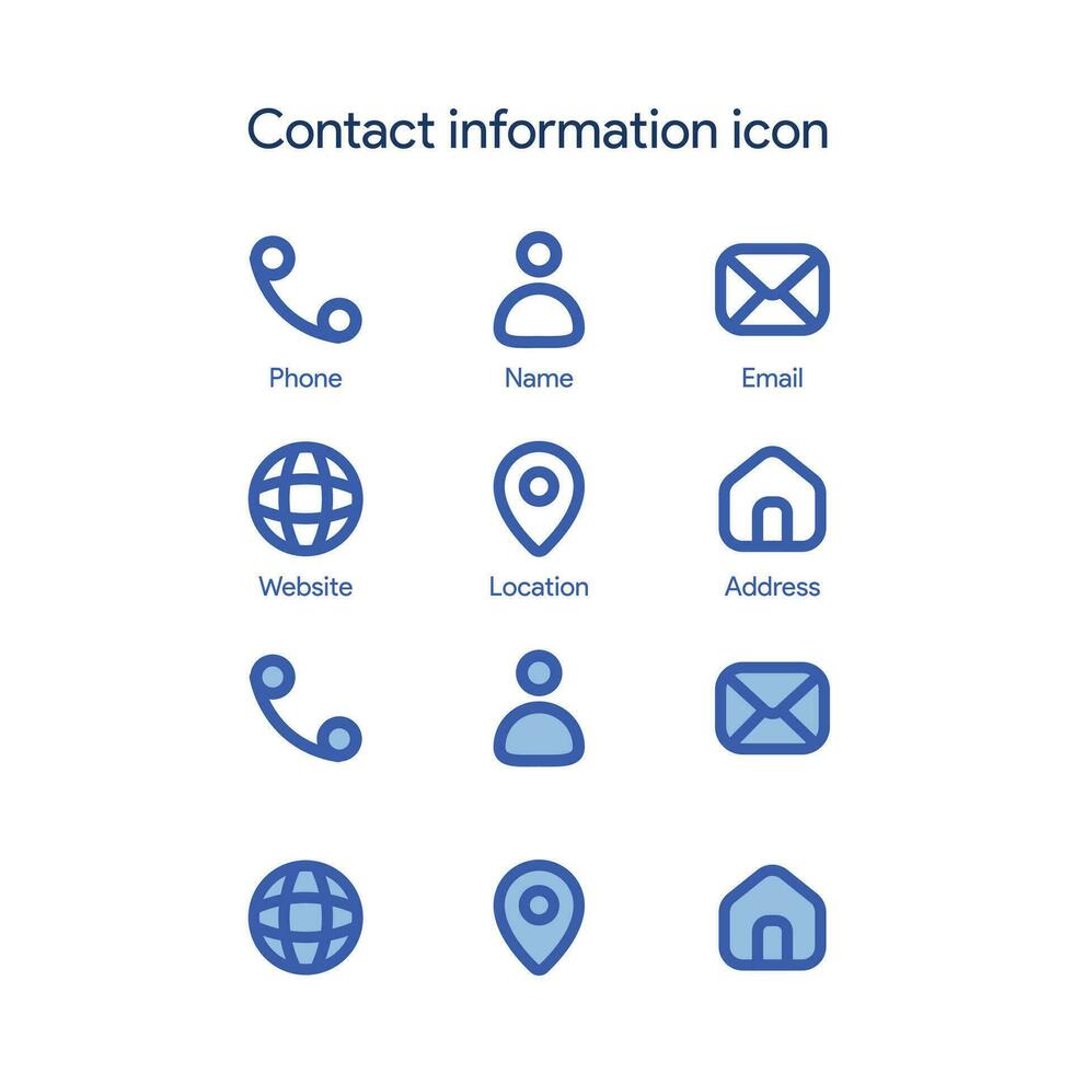 grundläggande Kontakt information ikon uppsättning vektor