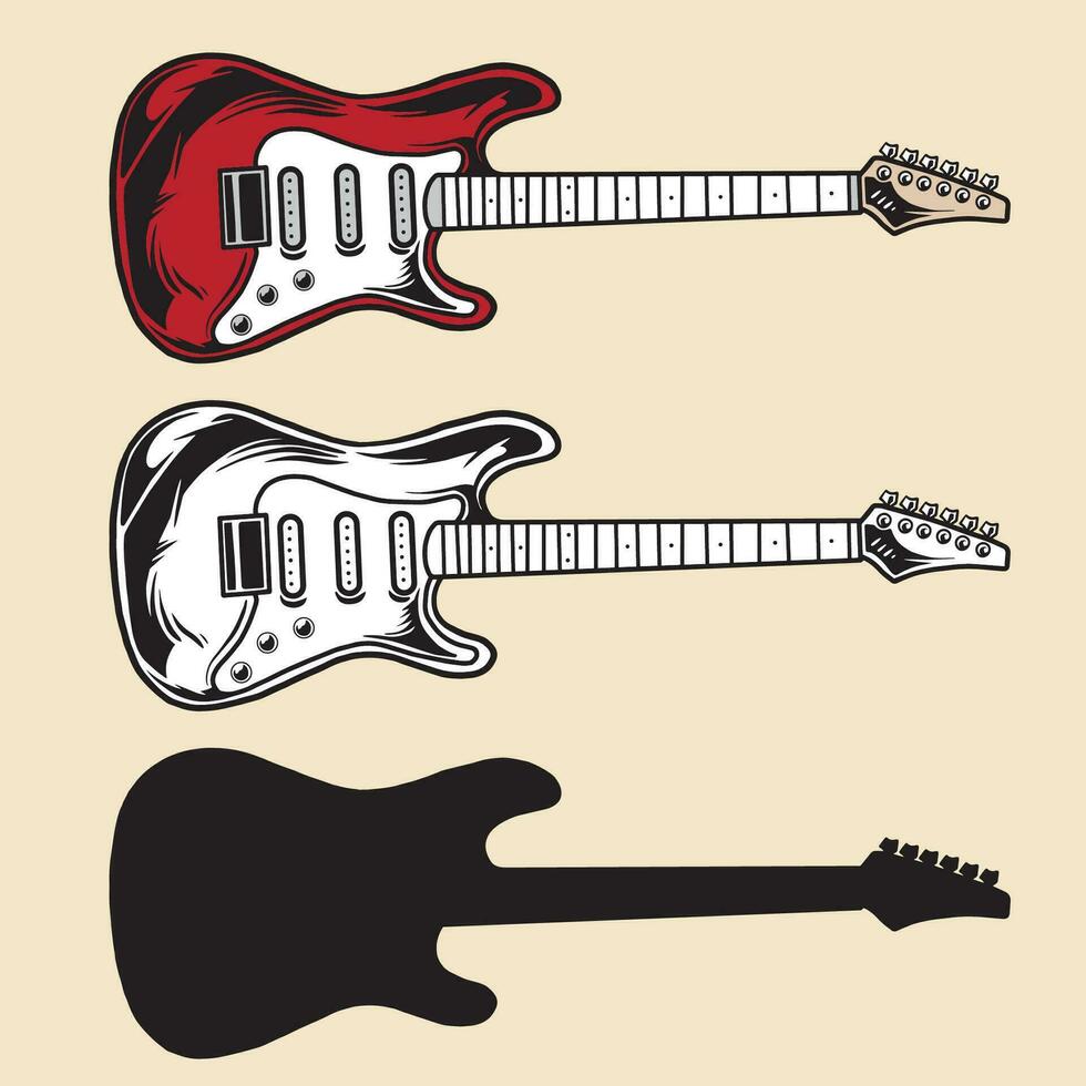 Gitarre elektrisch Vektor einstellen Illustration