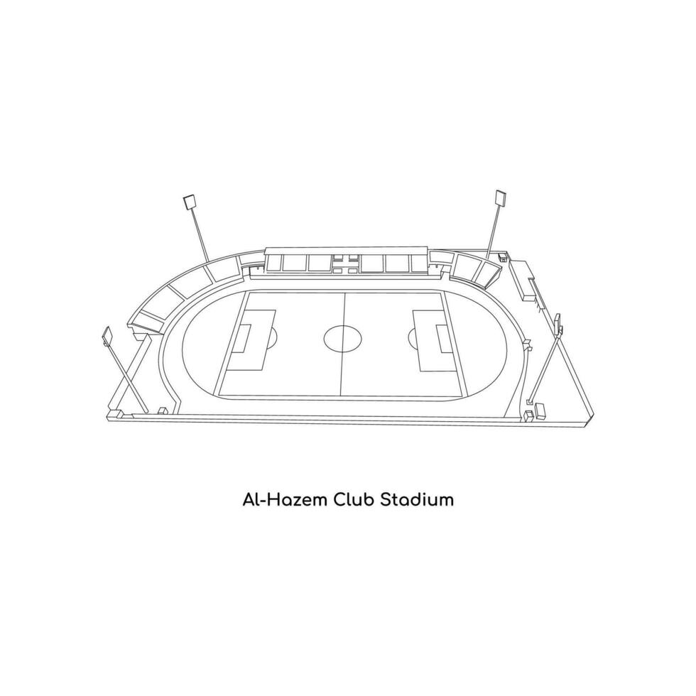 linje konst design av saudi arabias internationell stadion, al-hazem klubb stadion vektor