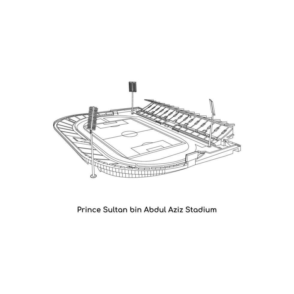 Linie Kunst Design von Saudi Arabien International Stadion, Prinz Sultan Behälter abdul Aziz Stadion vektor