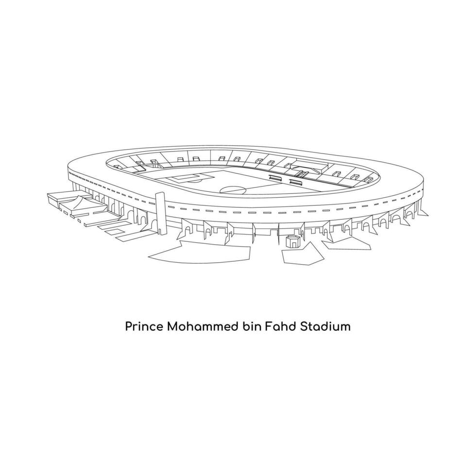 linje konst design av saudi arabias internationell stadion, prins mohammed bin fahd stadion i damma vektor