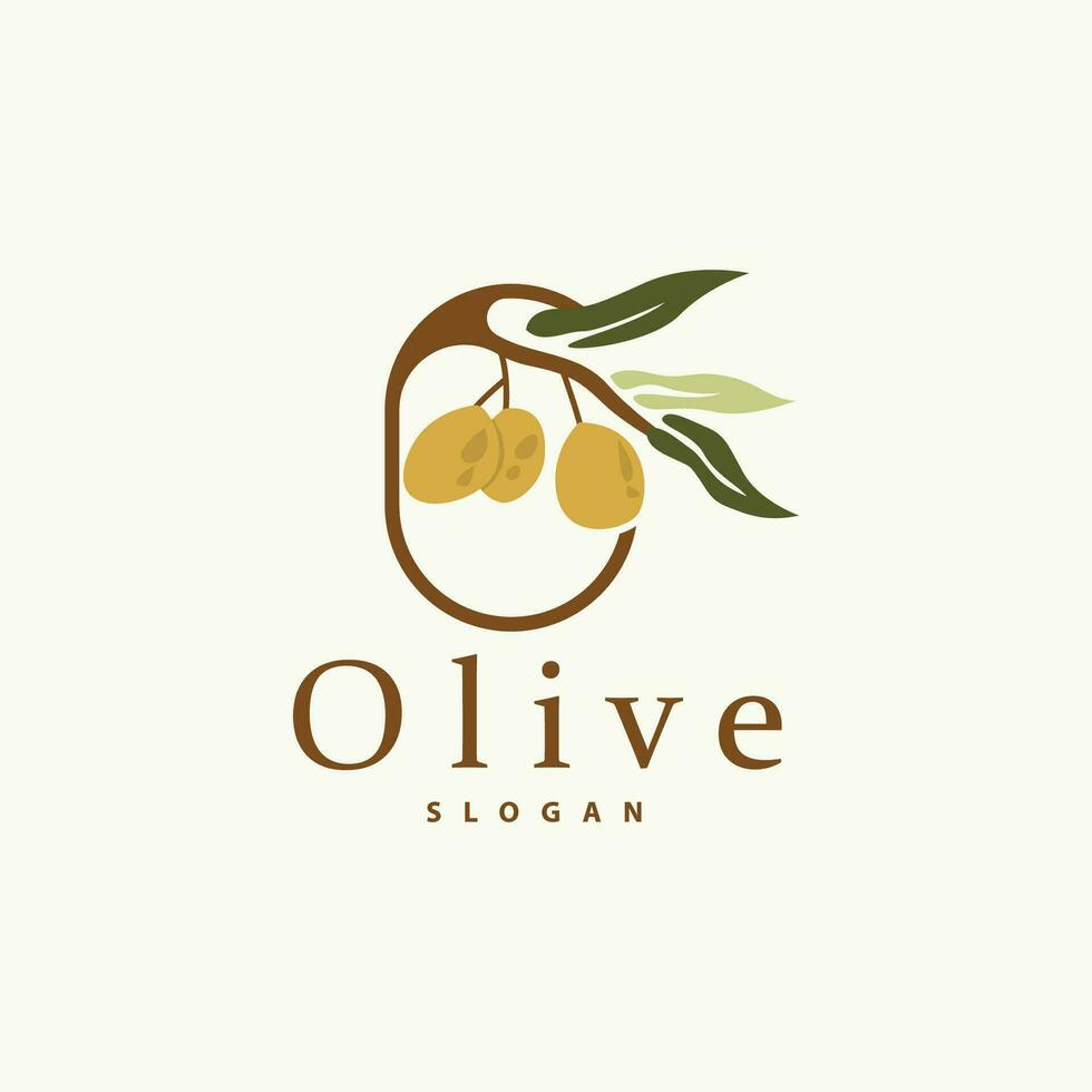 oliv olja logotyp premie design färsk växt trädgård enkel minimalistisk mall symbol illustration vektor
