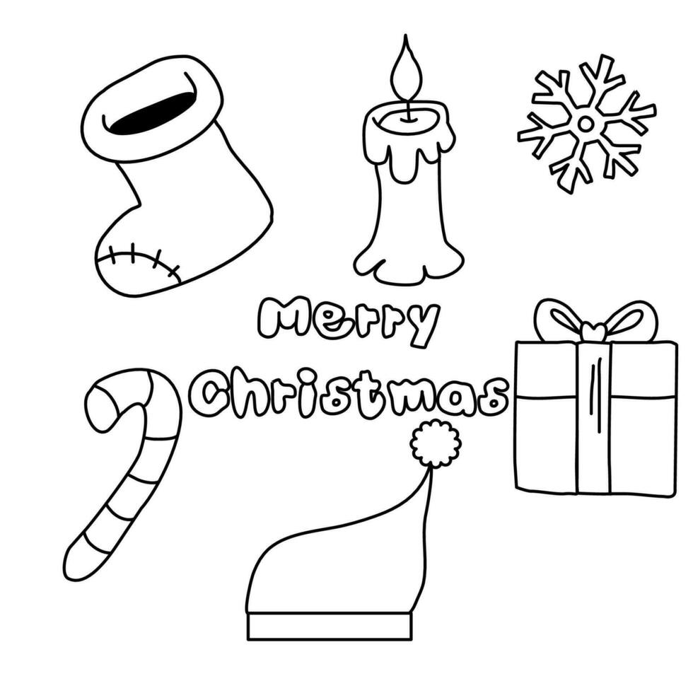 fröhlich Weihnachten Patch Sammlung Vektor Illustration von Weihnachten Abzeichen und Symbole Socken zum Geschenke Geschenke Kerzen Weihnachten Spielzeuge und Santa Hut