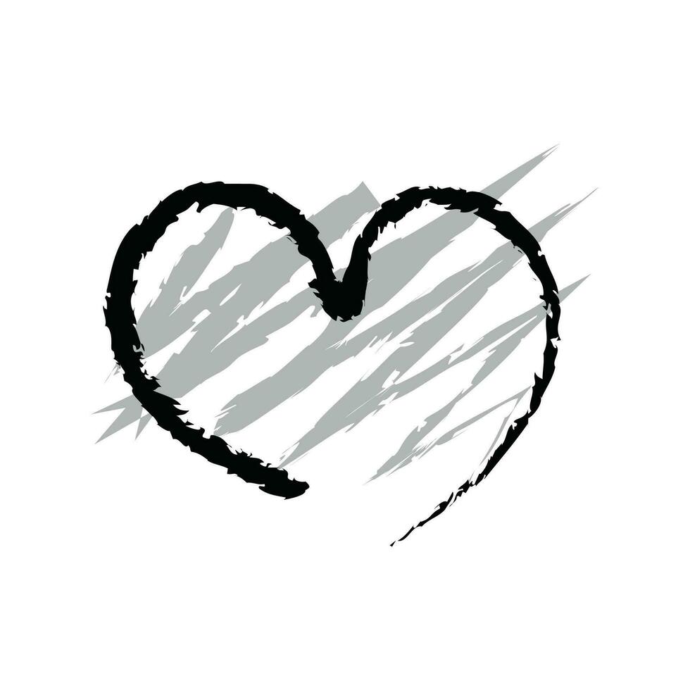 ein Herz mit ein schwarz Gliederung ist auf ein Weiß Hintergrund vektor