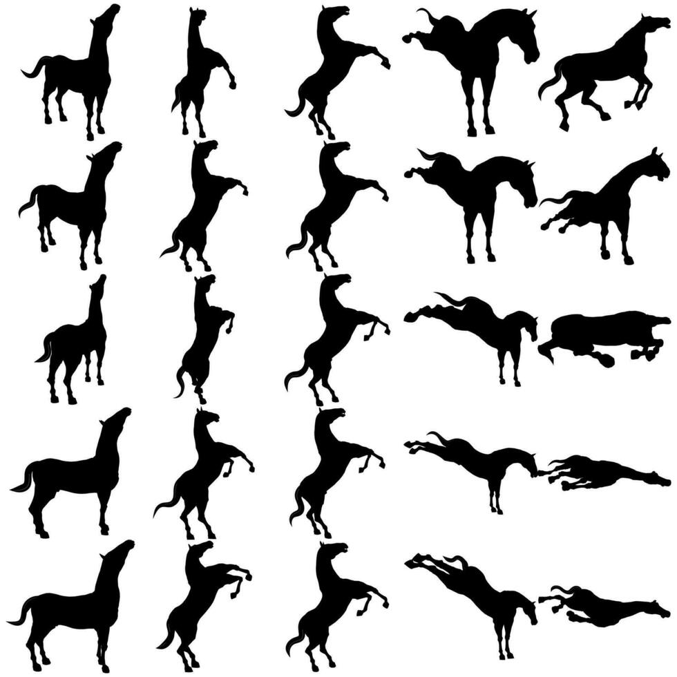 bunt av blandad häst silhuett illustrationer del 3 vektor