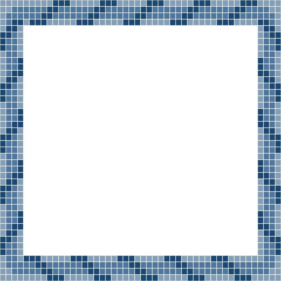 Marine Blau Fliese rahmen, Mosaik Fliese Rahmen oder Hintergrund, Fliese Hintergrund, nahtlos Muster, Mosaik nahtlos Muster, Mosaik Fliesen Textur oder Hintergrund. Badezimmer Mauer Fliesen, Schwimmen Schwimmbad Fliesen. vektor