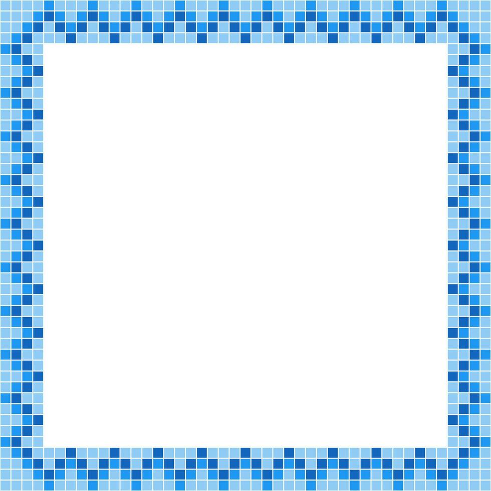 Blau Fliese rahmen, Mosaik Fliese Rahmen oder Hintergrund, Fliese Hintergrund, nahtlos Muster, Mosaik nahtlos Muster, Mosaik Fliesen Textur oder Hintergrund. Badezimmer Mauer Fliesen, Schwimmen Schwimmbad Fliesen. vektor