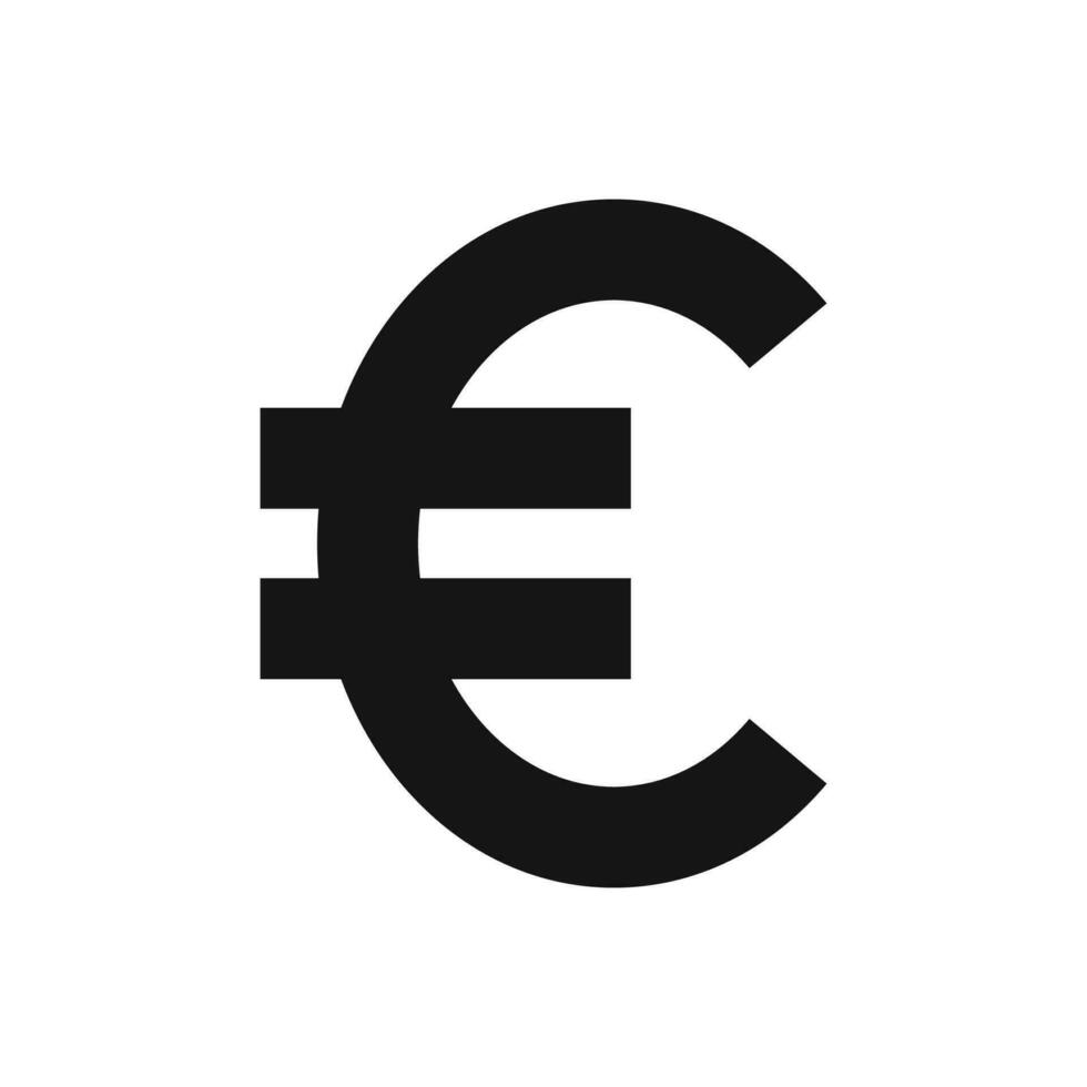 Vektor europäisch Union Euro EUR Währung Zeichen Silhouette Vorderseite Aussicht isoliert auf Weiß Hintergrund