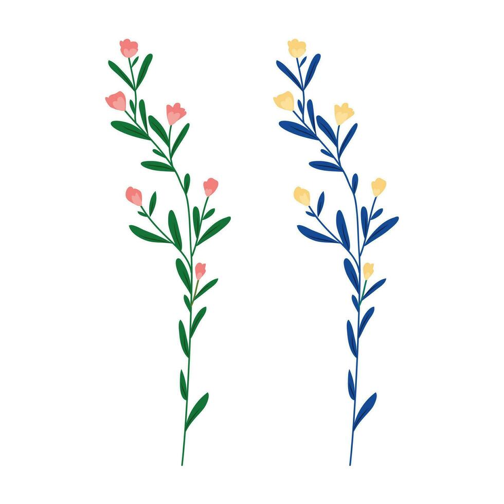 vektor uppsättning av söt blommor vektor illustration isolerat på en vit bakgrund