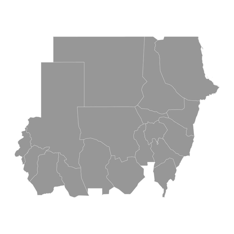 sudan grå Karta med administrativ divisioner. vektor illustration.