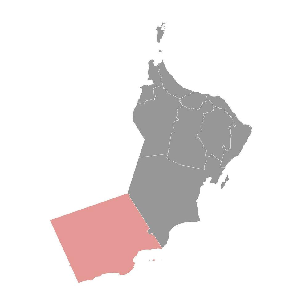 dhofar Gouvernorat Karte, administrative Aufteilung von Oman. Vektor Illustration.