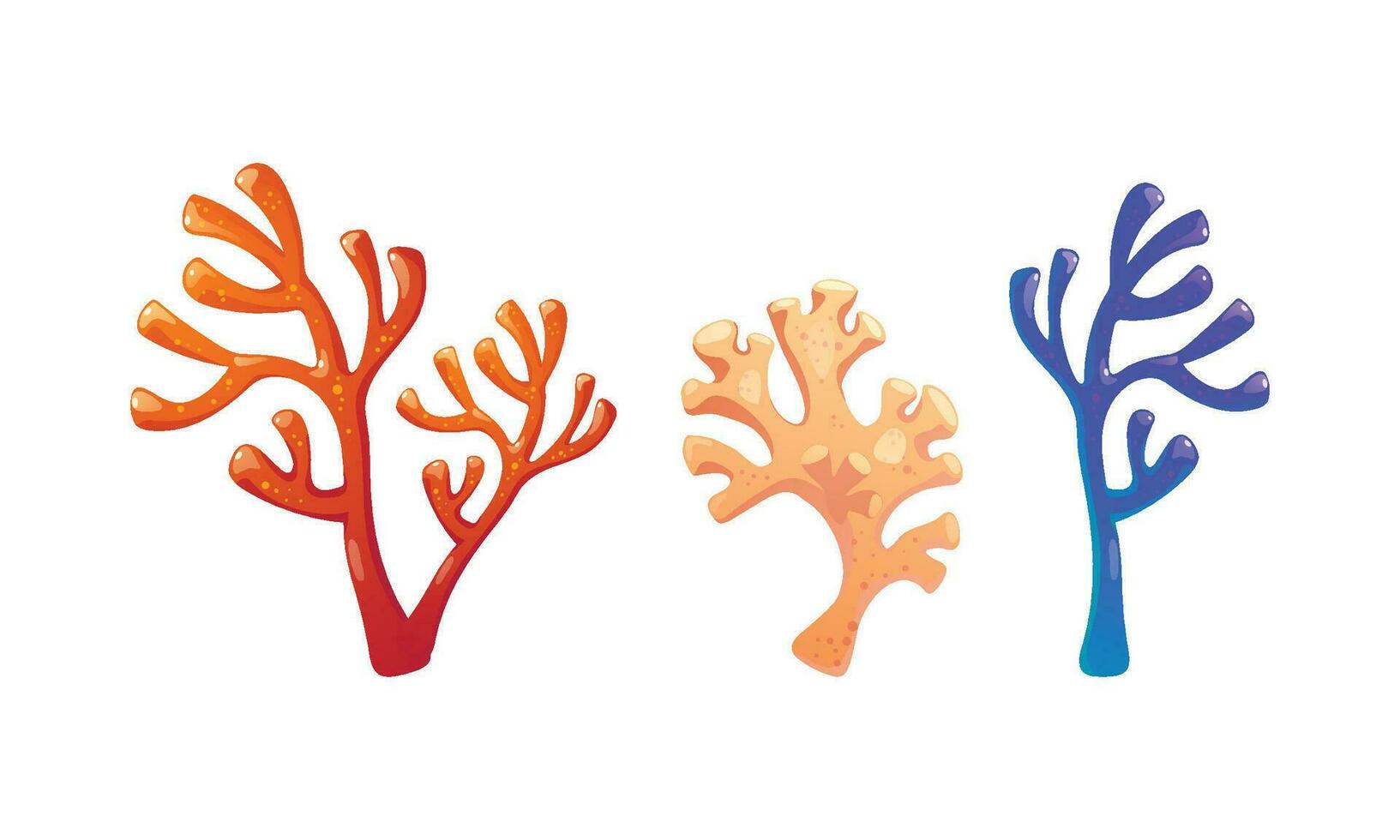 vektor hand dragen tecknad serie korall illustration, vektor hav element samling