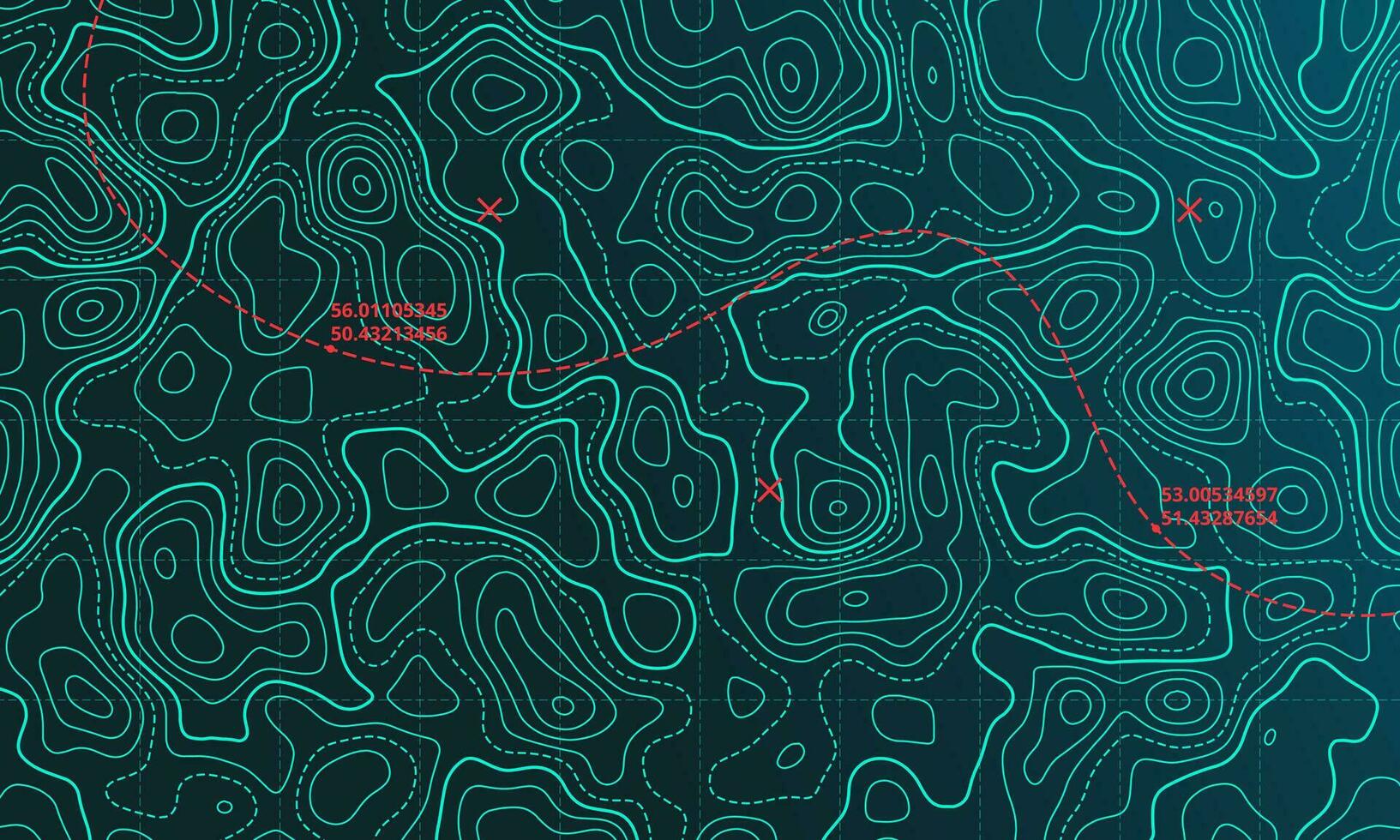 Ozean topografisch Linie Karte mit kurvig Welle Isolinien Vektor Illustration.