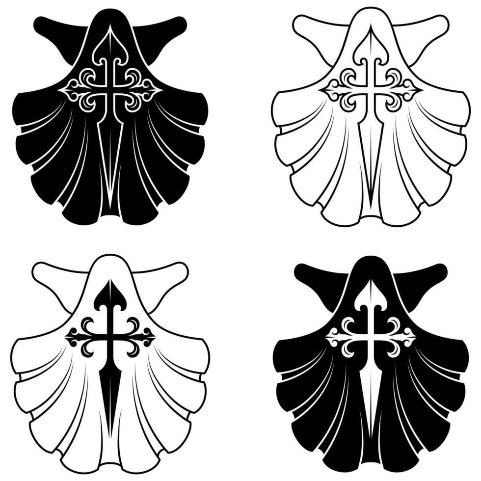 Vektor Design von Christian Symbolik von das Apostel Santiago, venera mit Kreuz von das Apostel Santiago