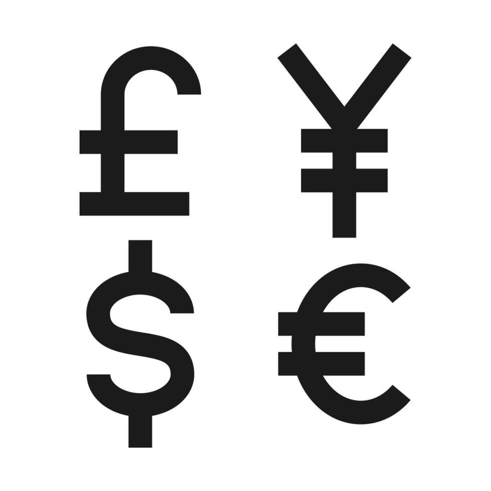 vektor mest Begagnade valuta symboler på vit bakgrund