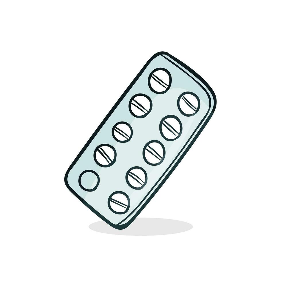 vektor blåsa tabletter medicinsk farmaceutisk sjukhus enhet vektor illustration ritad för hand