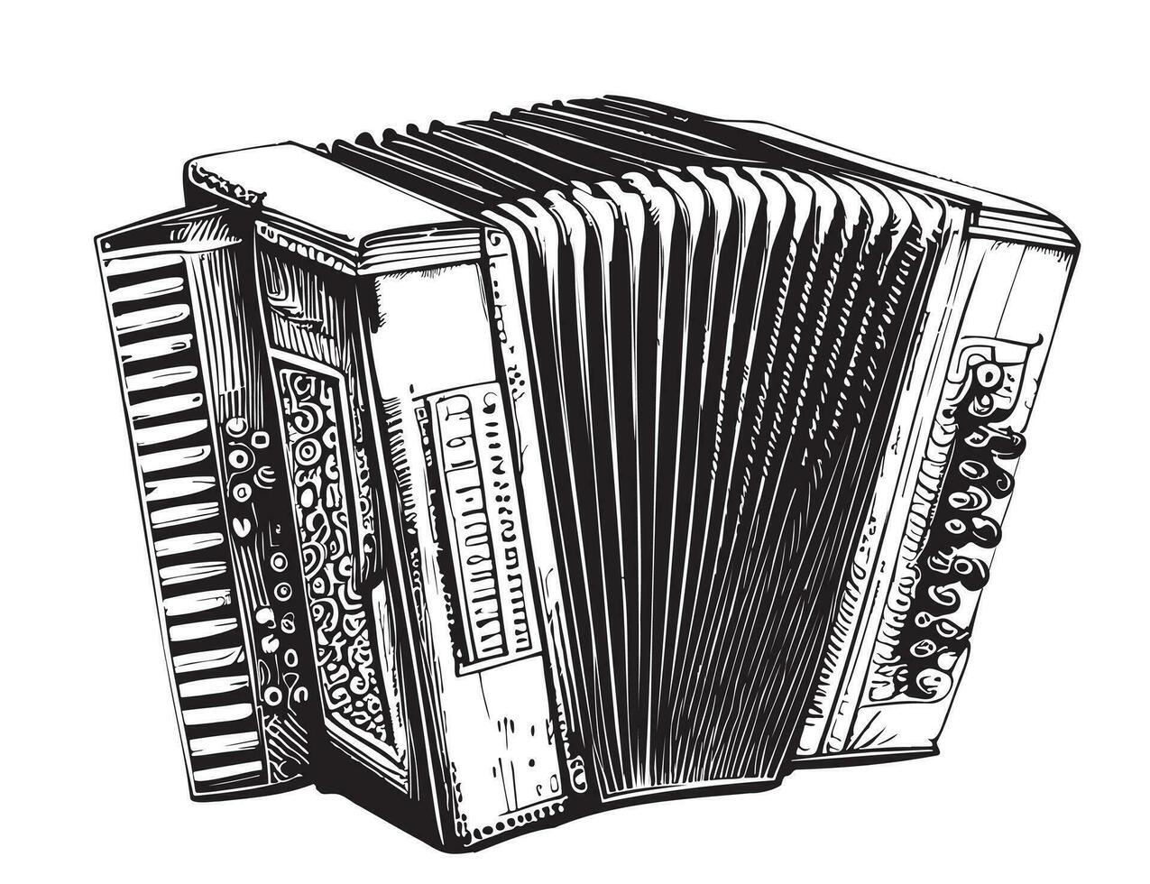 dragspel musikalisk instrument hand dragen skiss vektor illustration