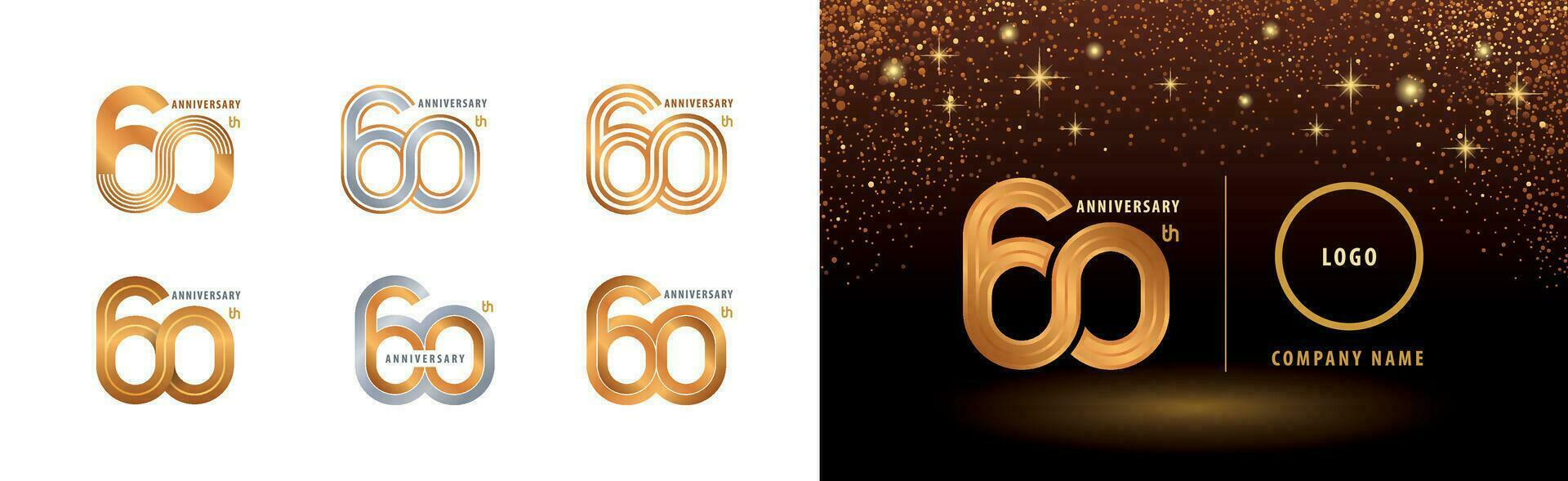 einstellen von 60 .. Jahrestag Logo Design, sechzig Jahre Jahrestag Feier vektor