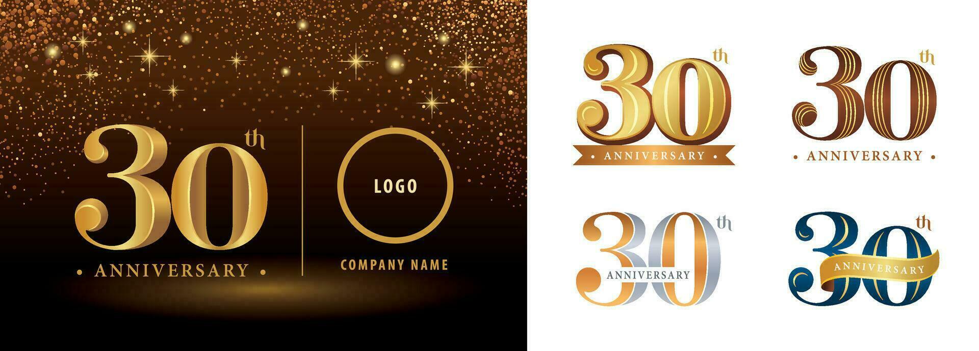 einstellen von 30 Jahrestag Logo Design, dreißig Jahre feiern Jahrestag Logo vektor